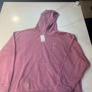 Marine Layer Pink Hooded Sweatshirt with Palm Embroidery